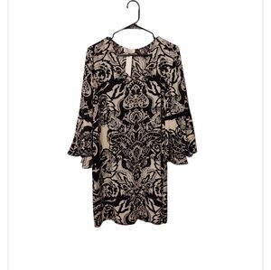 NWT Calvin Klein Midi Shift Dress XL Black White Paisley Preppy Christmas Gift